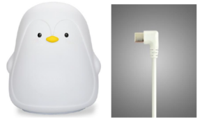 This image shows a white Nuby UK penguin colour change night light.