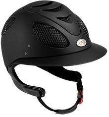 This image is a black GPA Casque d'équitation Riding Helmet.