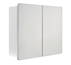 A Cooke and Lewis Branded double mirror bathroom cabinet which is closed