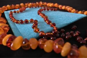 three sets of amber beads