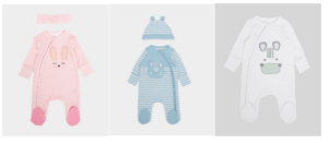 Image shows baby sleepsuits