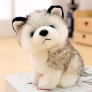 A stuffed plush toy in the form of a husky dog