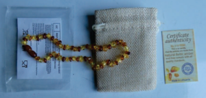 Image shows Amber teething necklace 