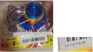 product packaging details of spinning top led toy